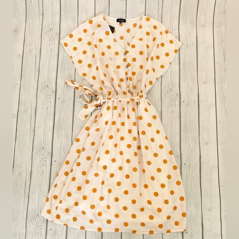 Roolee white polka dot midi dress-NWT-medium
